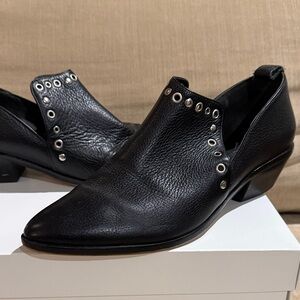 Rebecca Minkoff Black Leather Silver Studded Rivet Ankle Boots - Size 8